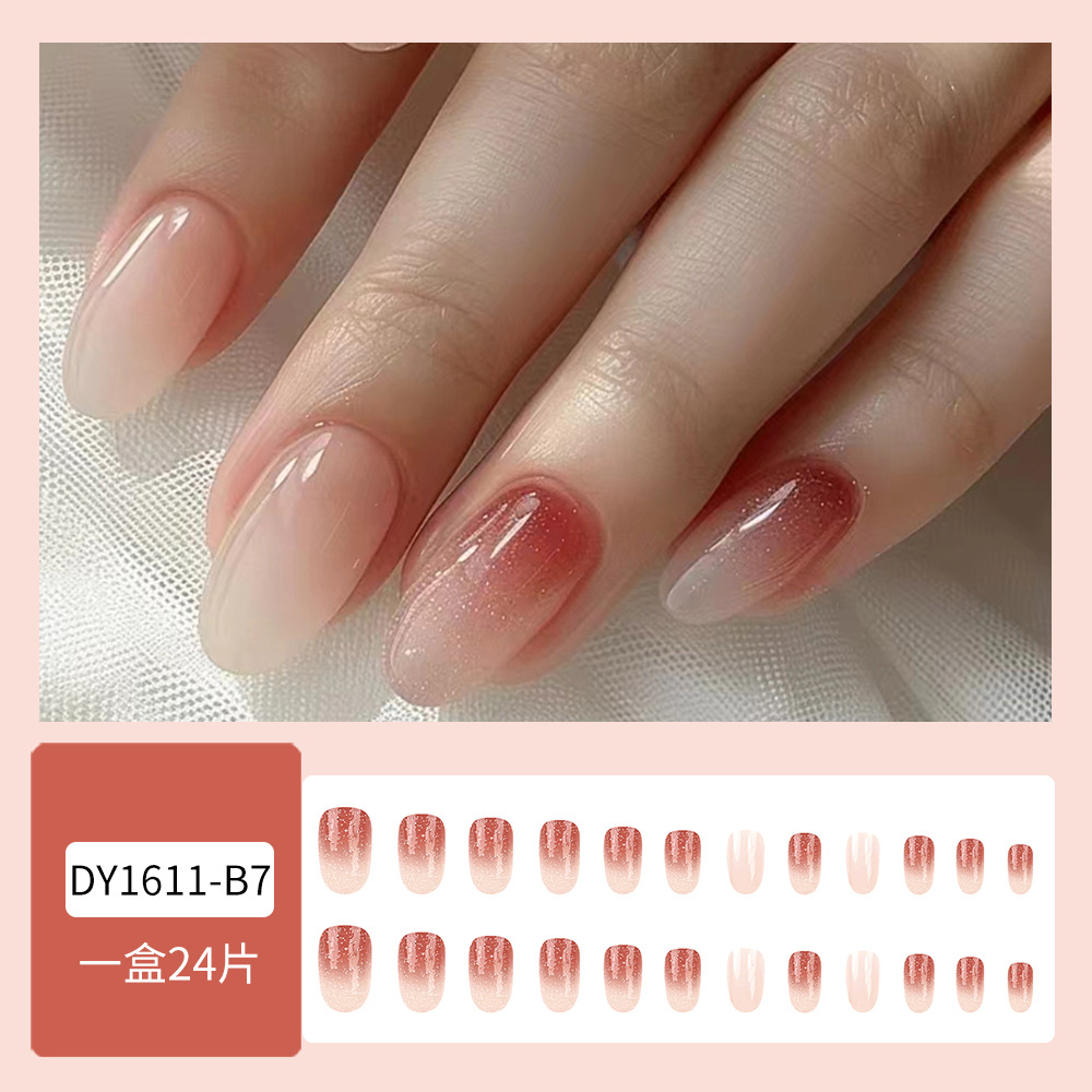 Ventas transfronterizas de polvo suave parche de uñas de color cálido de estilo dulce polvo desnudo suave ambiente de uñas image 3