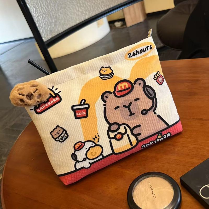 キャンバスバッグ ハンドバッグ カピバラ ジッパー付き 可愛い 日常使い マクドナルド カピバラ ハンドバッグ|undefined