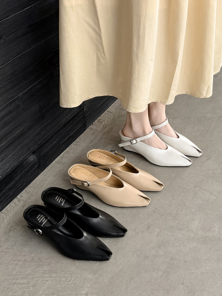 Sandal nữ hở mũi gót nêm cao da bò tăng chiều cao quai ngang — màu đen, màu trắng, màu mơ chi tiết 13