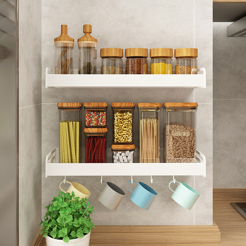 One-piece drop-shipping kitchen seasoning rack without punching wall-mounted seasoning rack supplies collection white