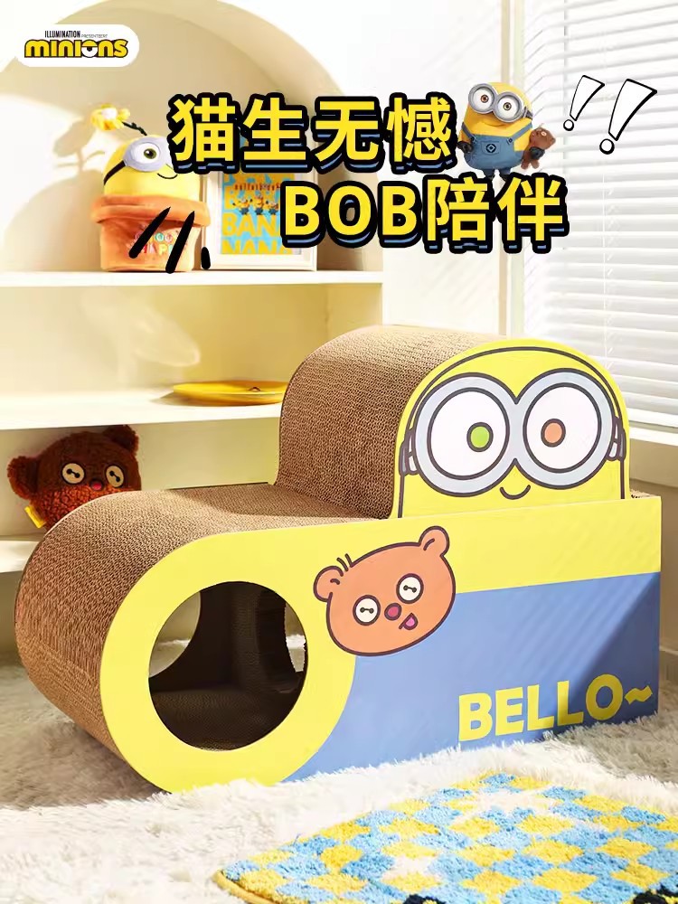 Pet minions serie dormir tablero del rasguño gato self-Hola resto integrado catch Board británico corto gato de molienda garra aliviar congestible juguete