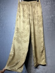 新中国式国風長ズボンのシルクジャカードの逸品の女性のズボンの若い気質の女性の百合は人のストレートのズボンの女性を選びません。