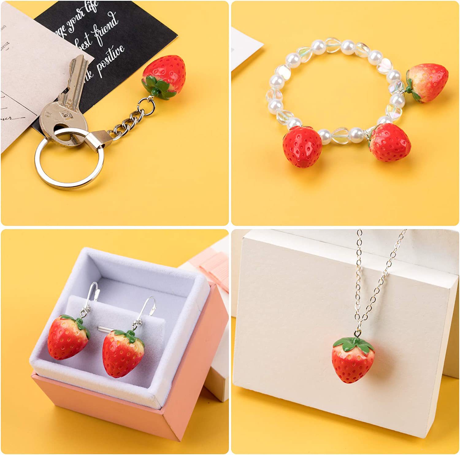 1 Piece Resin Strawberry Pendant display picture 7