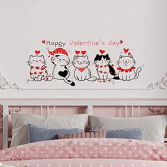 新款萌趣貓咪客廳臥室牆面家居背景牆情人節裝飾牆貼自粘防水貼紙