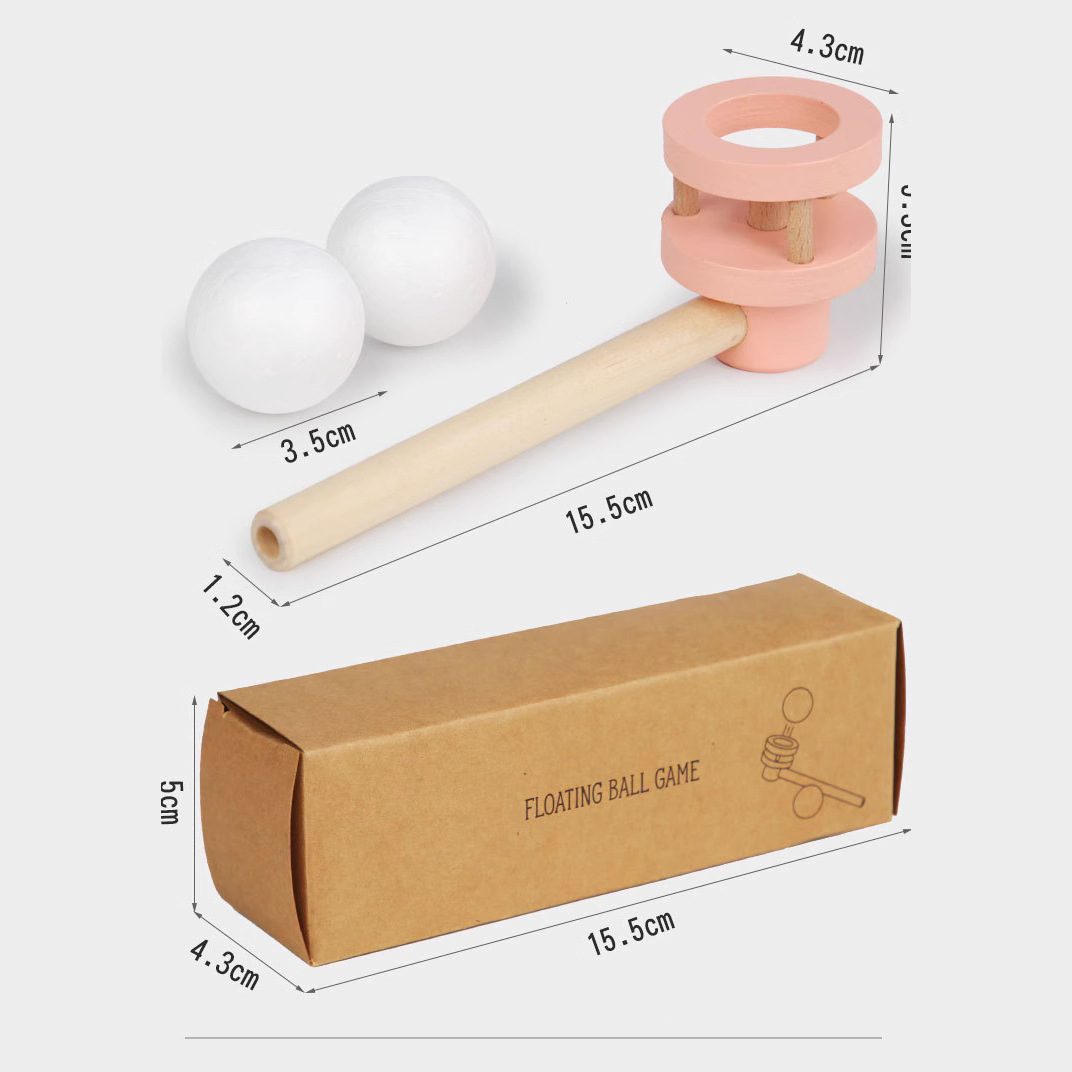 [Entrenamiento de soplado oral para niños] bebé de madera que sopla Juego de Pelota suspensión que sopla juguete de pelota equipo de sentido de educación temprana