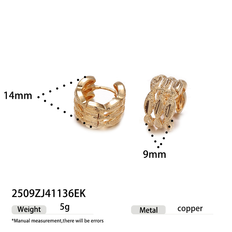 Mayorista de moda ligera y lujosa alta sensación de bucles de orejas huecadas simple universal de viaje tres líneas de aretes de moda geométrica