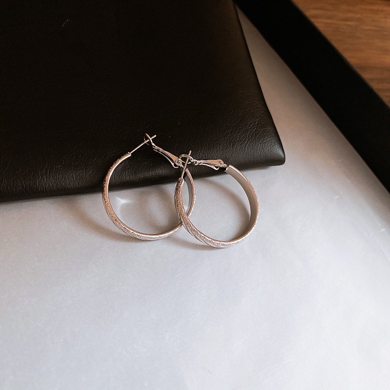 Pendientes ovalados simples de aguja de plata Pendientes de tendencia de personalidad transfronteriza europea y americana Pendientes de diseño de todo fósforo de nicho al por mayor