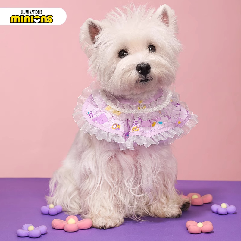 Minions Little Yellow Man Pengpeng Princess Wind Babero con cordones Babero para mascotas Toalla de saliva para perros Babero para gatos