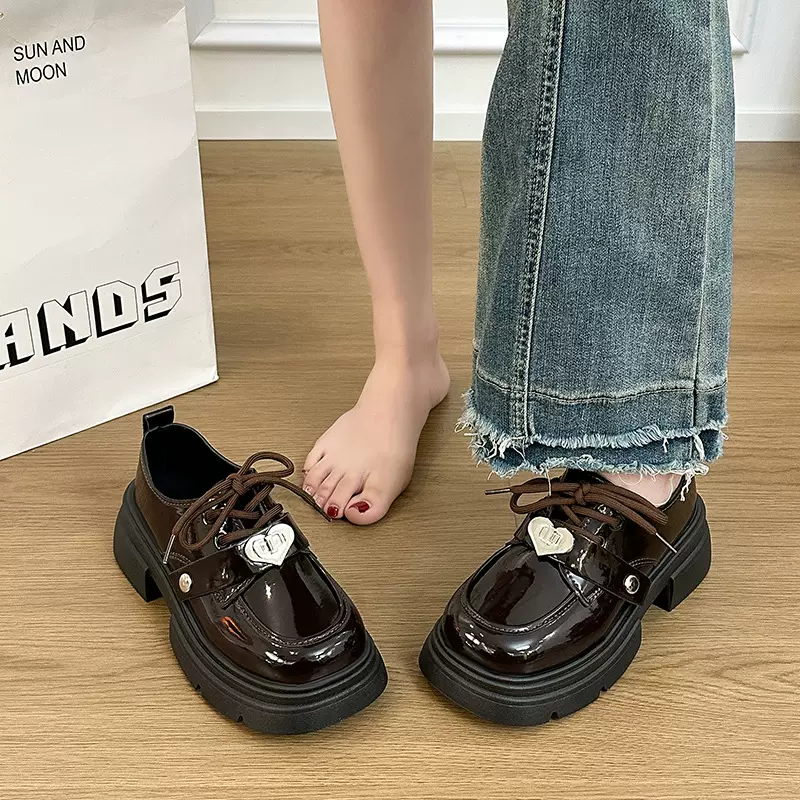 厚底增高小皮鞋蝴蝶结西装外套女2026年新款复古英伦风玛丽珍鞋