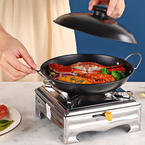 Solid and Liquid Alcohol Stove, Stainless Steel Small Hot Pot with Lid, Dry Pot Stove for Home, Restaurant, Dormitory, Commercial Use