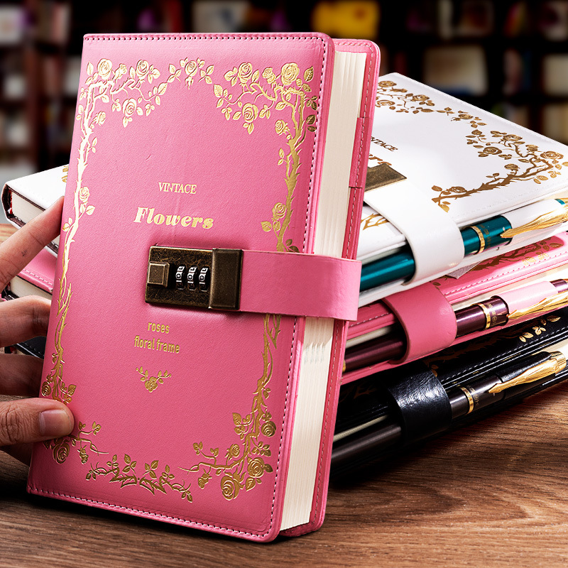 Cuenta de mano de celebridad de Internet con libro de contraseña de bloqueo a5 diario de pareja engrosado creativo cuaderno de cumpleaños de regalo de escuela primaria