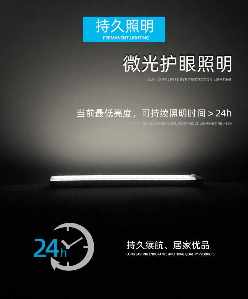 Comercio exterior transfronterizo llevó la inducción del cuerpo humano inteligente inalámbrico magnético noche luz tira electrodeless oscurecimiento de carga armario Luz