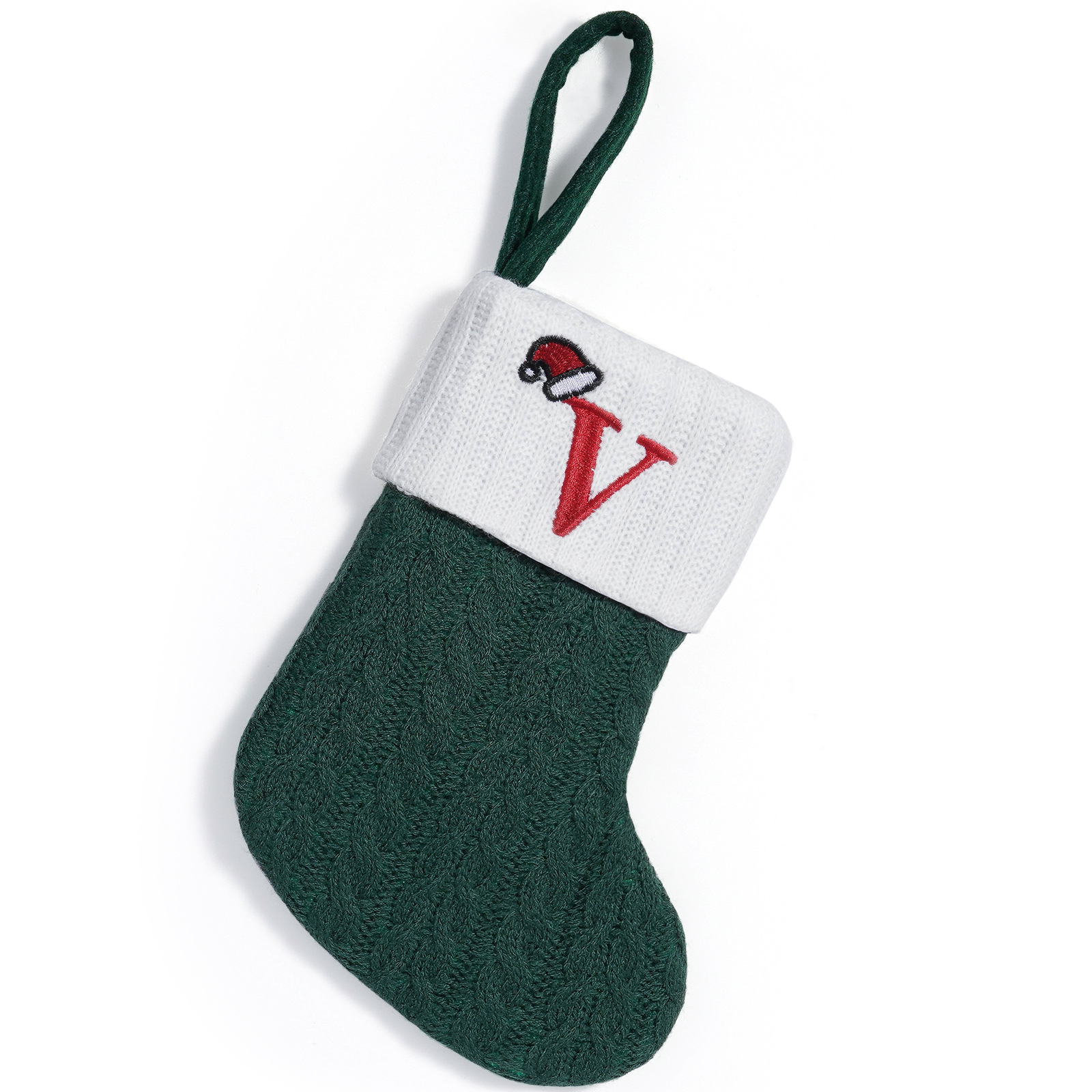 Navidad transfronteriza decoración de punto calcetines de Navidad verdes calcetines de Navidad letras creativas bordadas colgantes bolsas de regalo