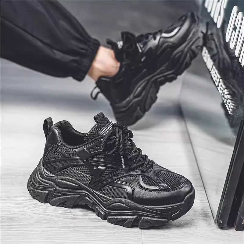 网红爆款男鞋2025新款夏季百搭厚底小白休闲男士增高运动老爹潮鞋