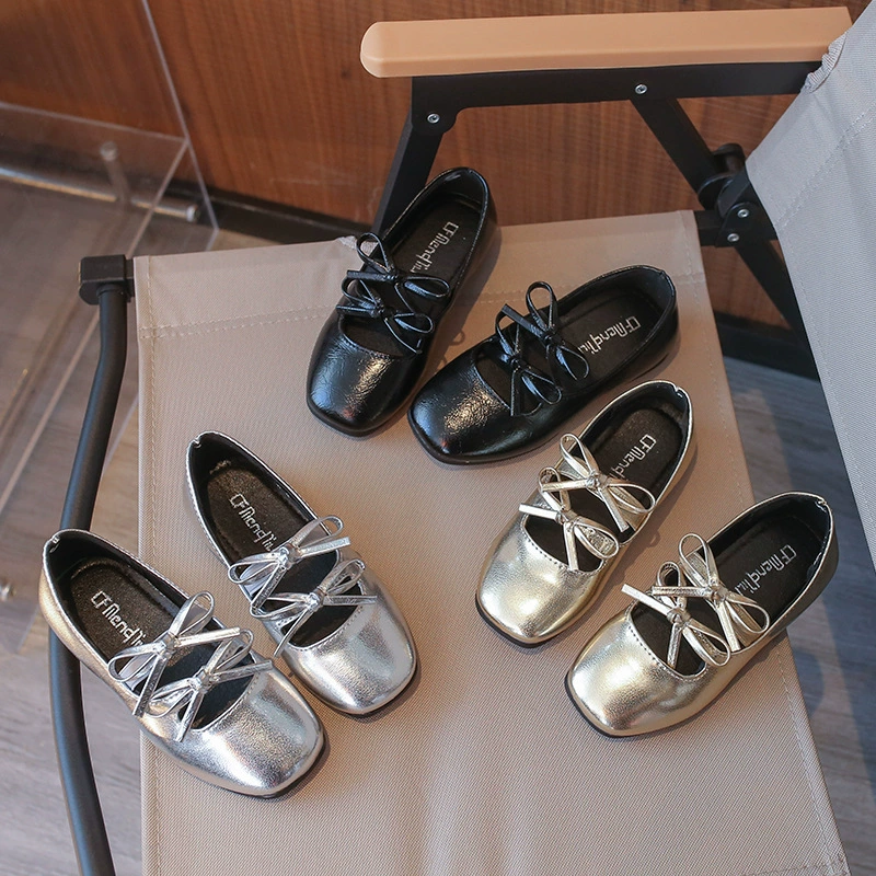 Обувь с бантом для принцессы для кожаной обуви, западный стиль, гибкая подошва