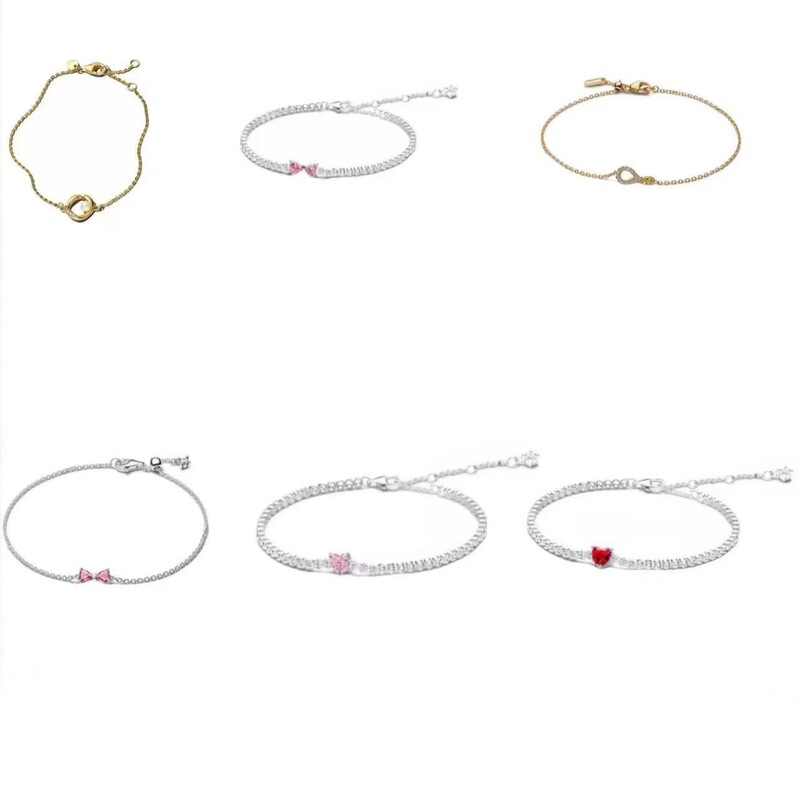 Panjia copper-plated silver women's super shiny heart tennis bracelet with bow, European and American style, full of rhinestones, cross-border bestseller, versatile Panjia copper-plated silver women's super shiny heart tennis bracelet with bow, European and American style, full of rhinestones, cross-border bestseller, versatile
