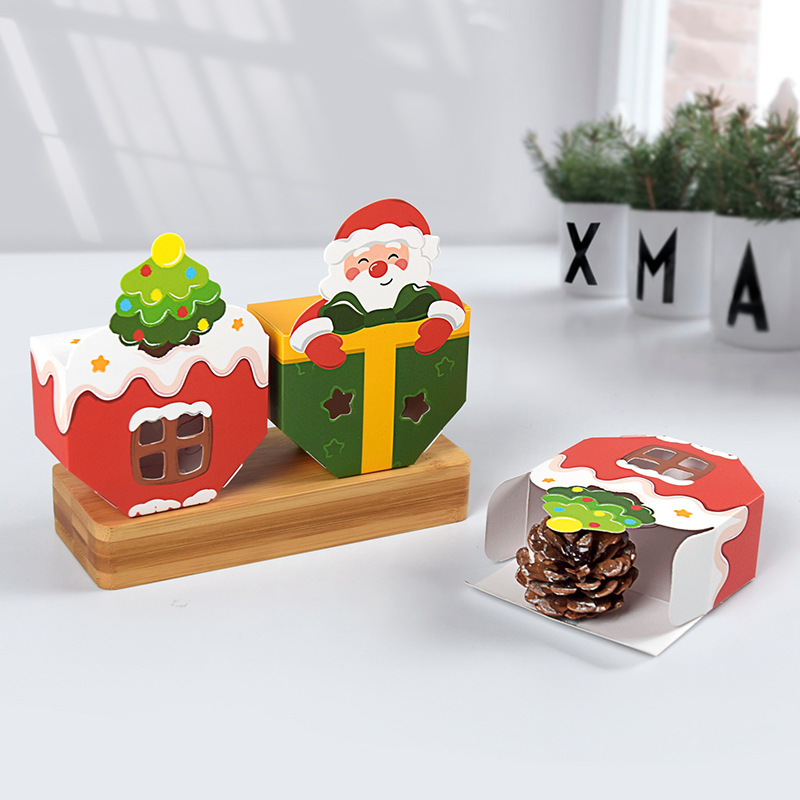 かわいい折りたたみビジュアル中空キャンディクリスマスギフトボックス在庫あり DIY クリエイティブカラフルな聖なるギフトボックス 10 パック|undefined