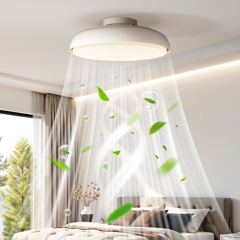 2026 New Model Invisible Silent Bedroom Ceiling Fan for Master Bedroom, Full Spectrum Bladeless Fan Light