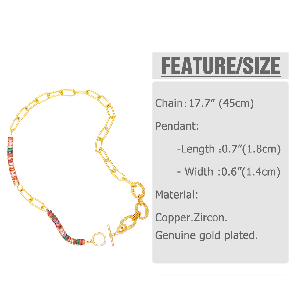 Fashion Square Copper Plating Inlay Zircon Necklace 1 Piece