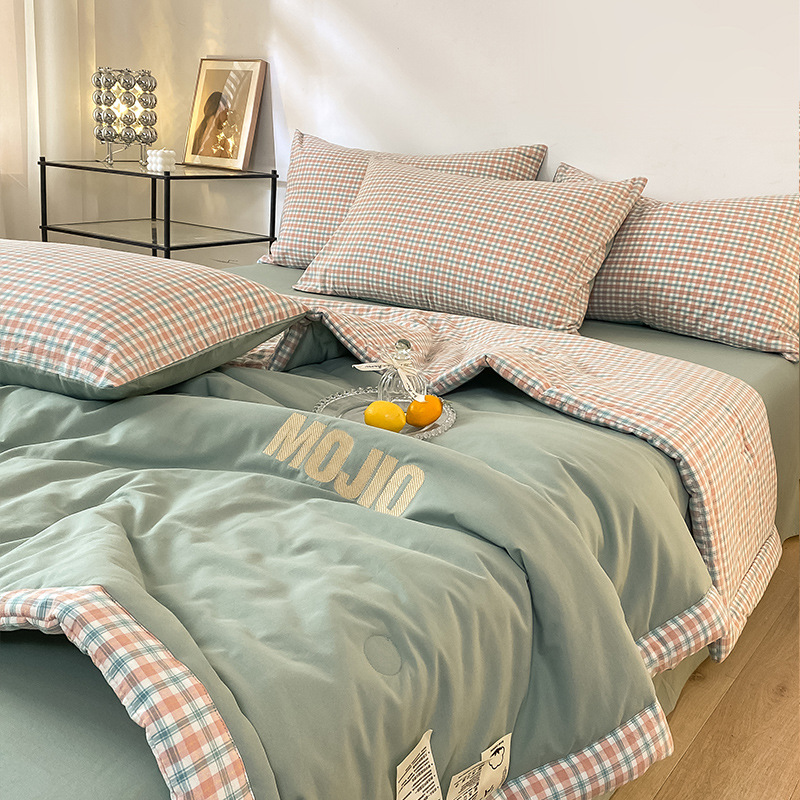 Verano frío edredón de algodón lavable con máquina edredón de aire acondicionado de verano de cuatro piezas edredón de fibra de soja edredón de verano delgado edredón núcleo image 12