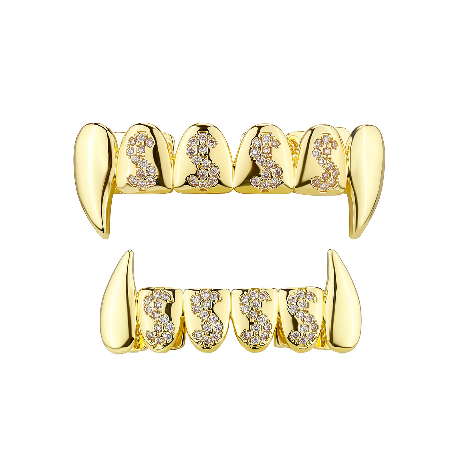 Vampire Fangs Dental Grill With Diamonds For Halloween Costume_voghion.com