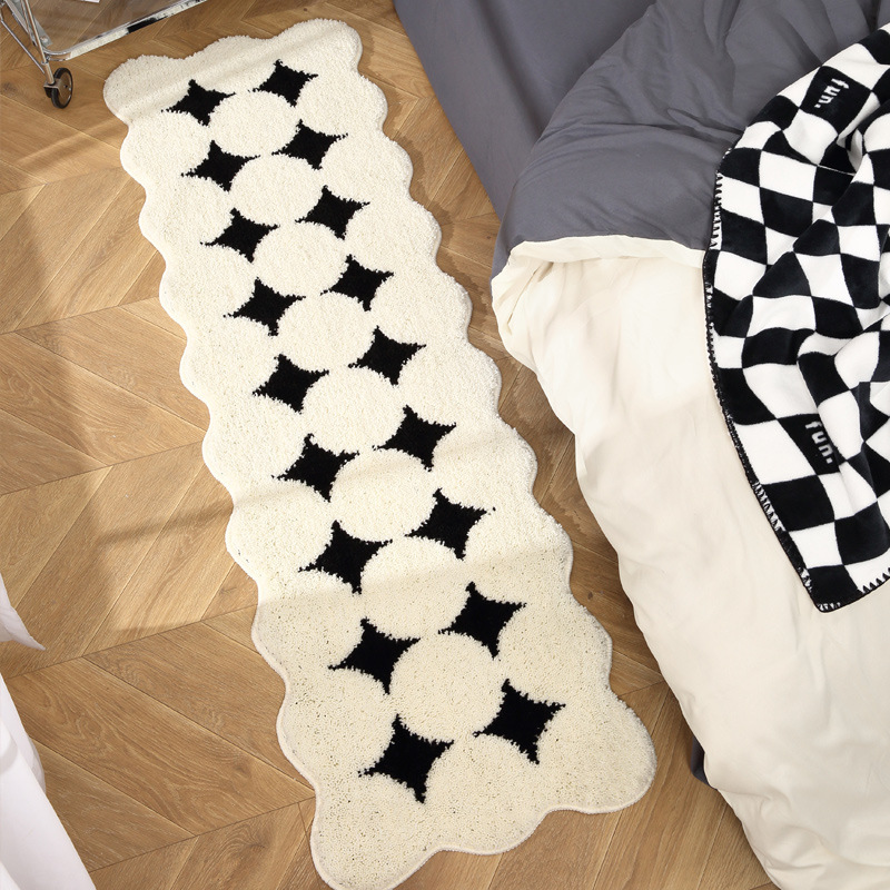 Cremefarbener Teppich, langer Streifen, weich, ideal für Schlafzimmer, Schlafzimmer, Erkerfenster, Sofa oder Couchtisch._voghion.com
