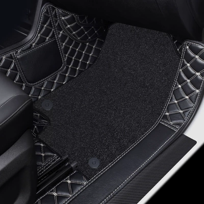 Universal Foot Pad, Suitable for Car Floor Mats for - co-pilot-double-layer-black-gold-thread-black-silk-circle