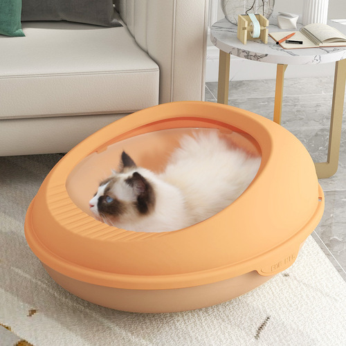 Large thickened semi-enclosed cat litter box, anti-splash cat toilet litter box, cat pet supplies cat litter box