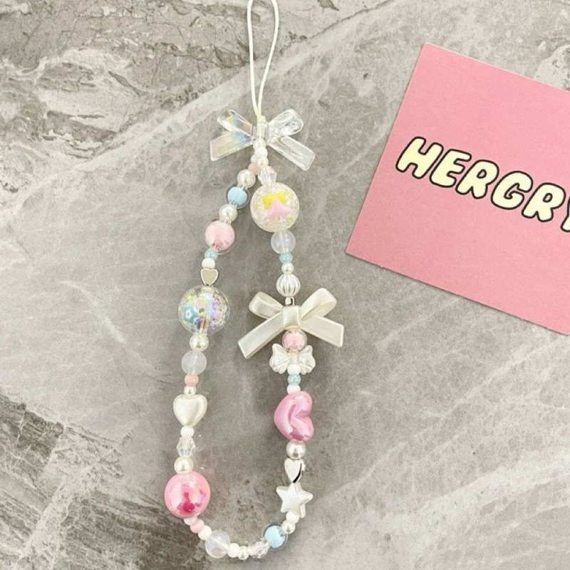 Ins Sweet Bow Original Girly Style Sweet Cool Accessible Luxury Painted Hanging Chain Ccd Camera Pendant Chain Anti-Lost Rope