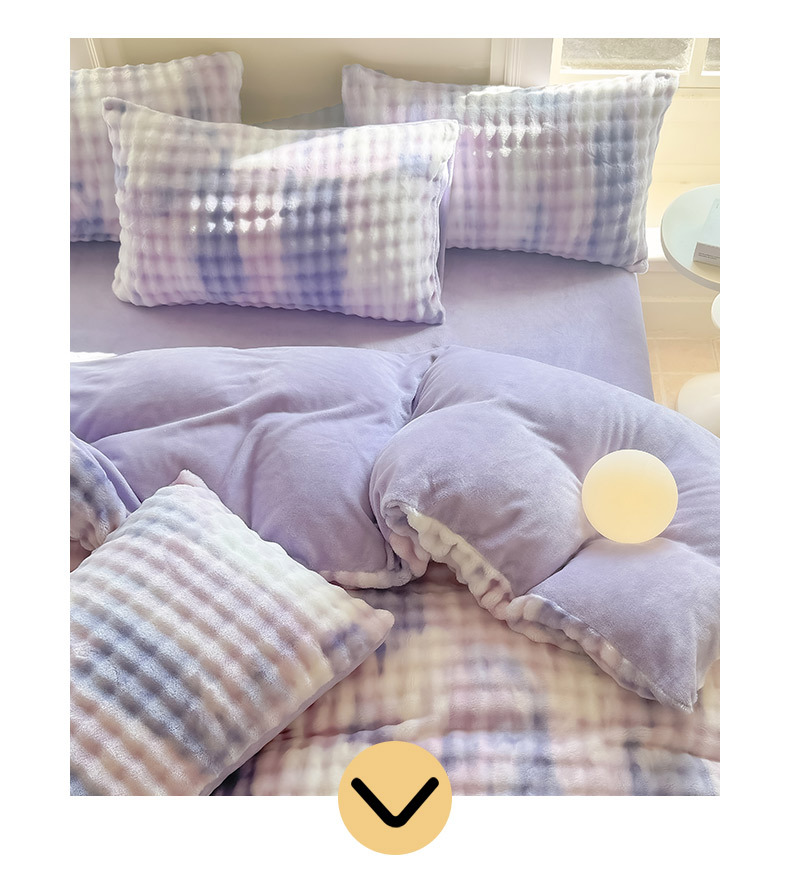 Luxurious Rabbit Fur Four-piece Bedding Set For Dormitory Bedroom_voghion.com