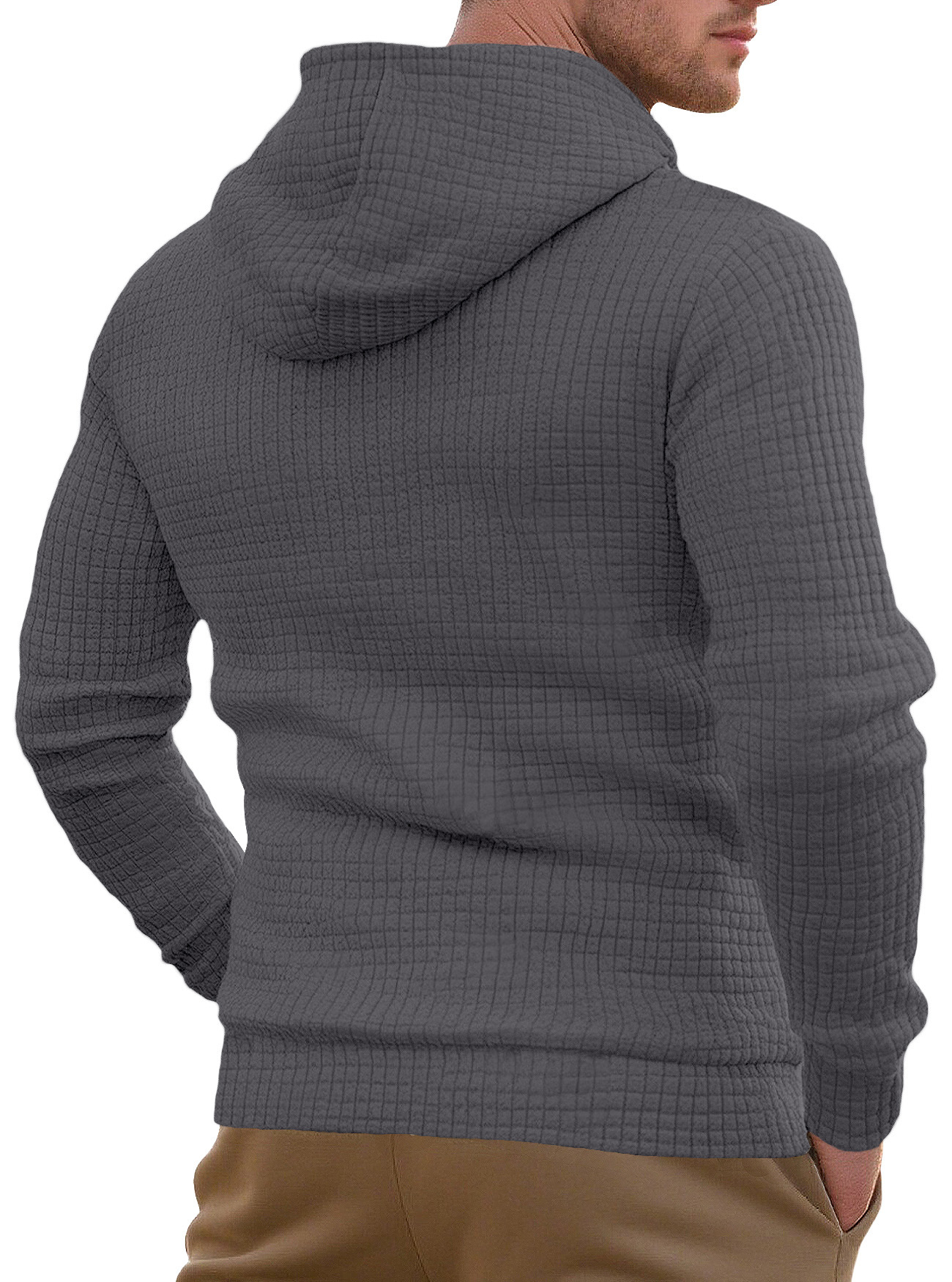 Herren Kapuzenpullover Im Jacquard Design Mit Tasche Und Muster_voghion.com