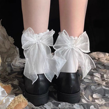 T 61619 Lace bow mid calf socks ��˿���ߺ�������Ͳ��羳
