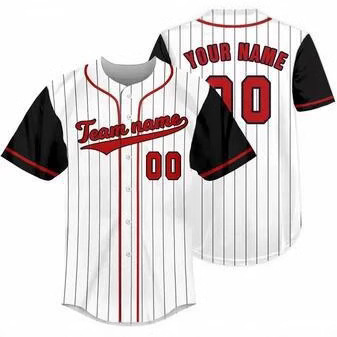 3D Printed Letter Jersey Round Neck Button Cardigan Baseball Uniform Cross-Border Fashion Heat Transfer Men's Baseball Uniform