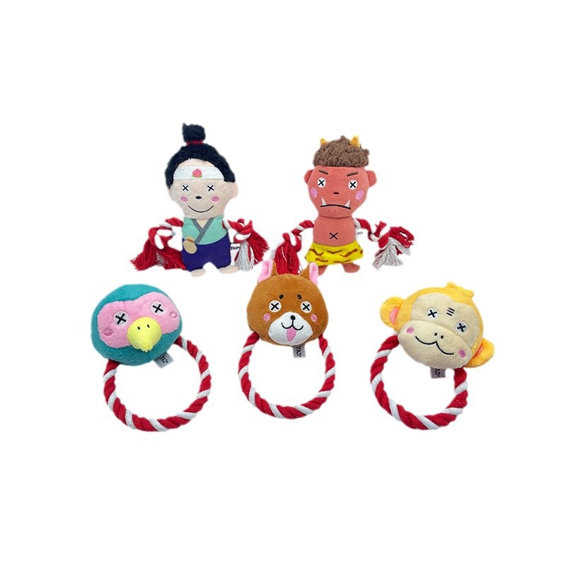 일본 유행 플러시 울리는 코튼 로프 반지 SHIBA INU CORGI 중소형 개를위한 대화 형 줄다리기 치아 청소 개 장난감