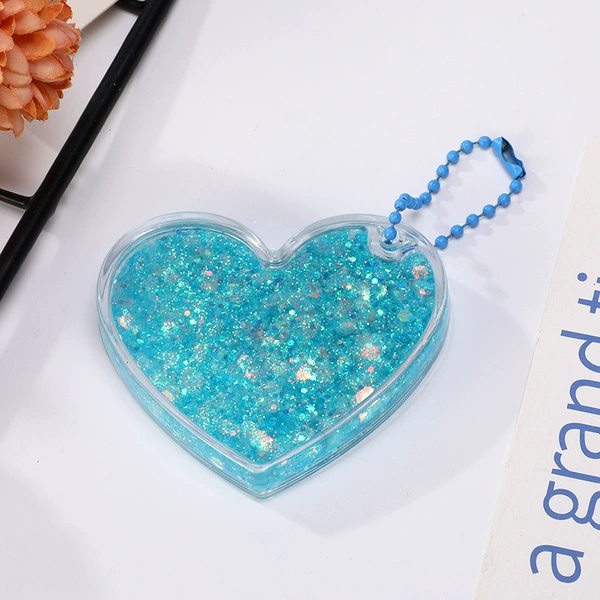 Lake Blue Love Flowing Sand with Pearl Chain