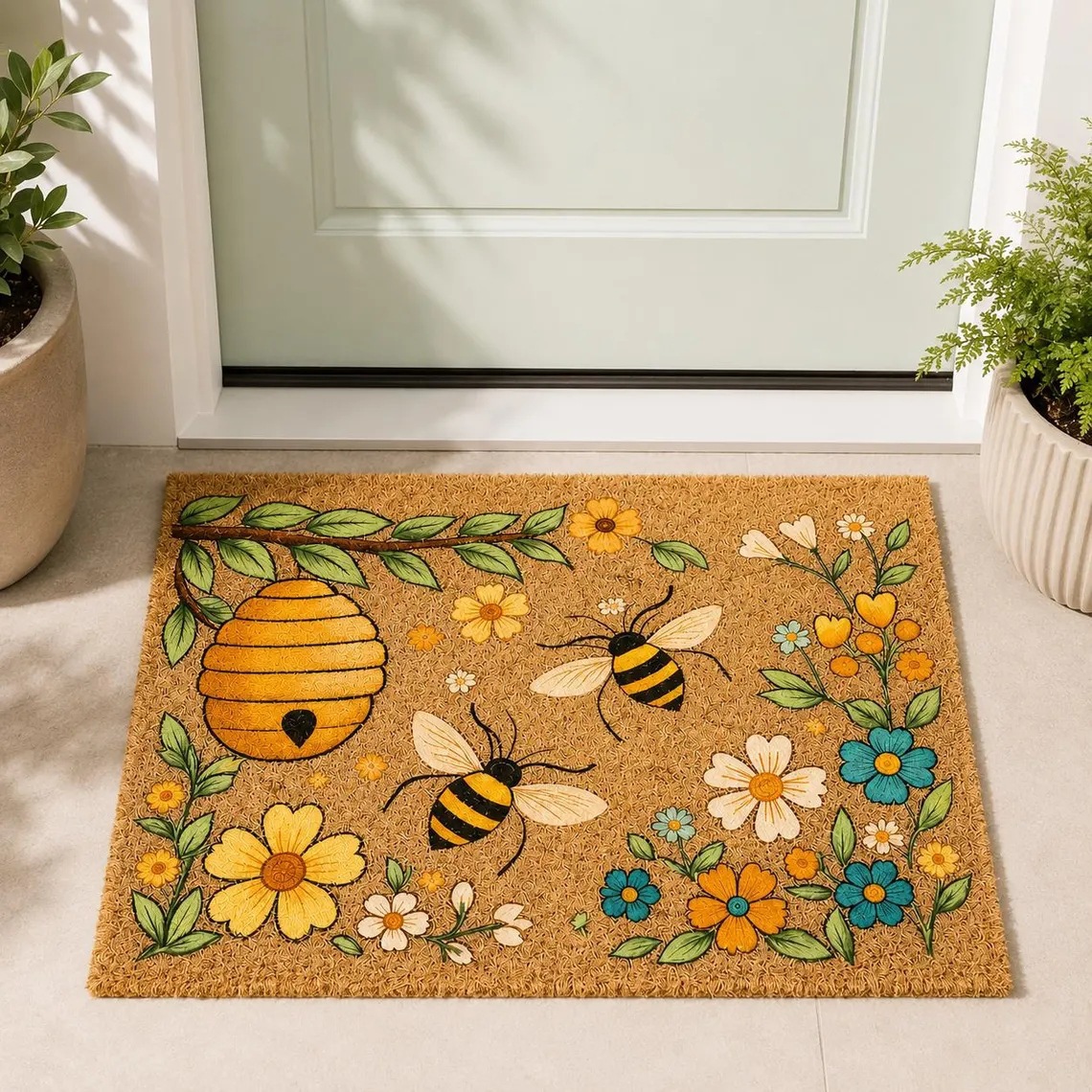 American-style Amazon foreign trade jungle RV dirt-resistant, wear-resistant, thickened, non-slip faux coconut palm entrance doormat