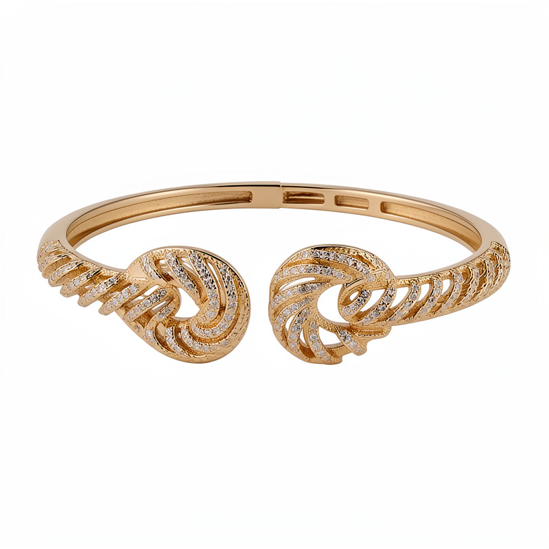 18k oro real electrolito de piedra de silicio distorsionado patrón de apertura pulsera de personalidad pulsera de lujo ligera nicho joyas de alta calidad