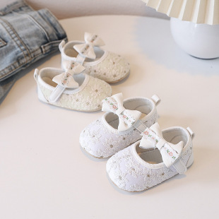 New Spring and Autumn Infant 011 Female Baby Newborn One Hundred Days Old Bow Princess Shoes Toddler Shoes Soft Sole Shoes