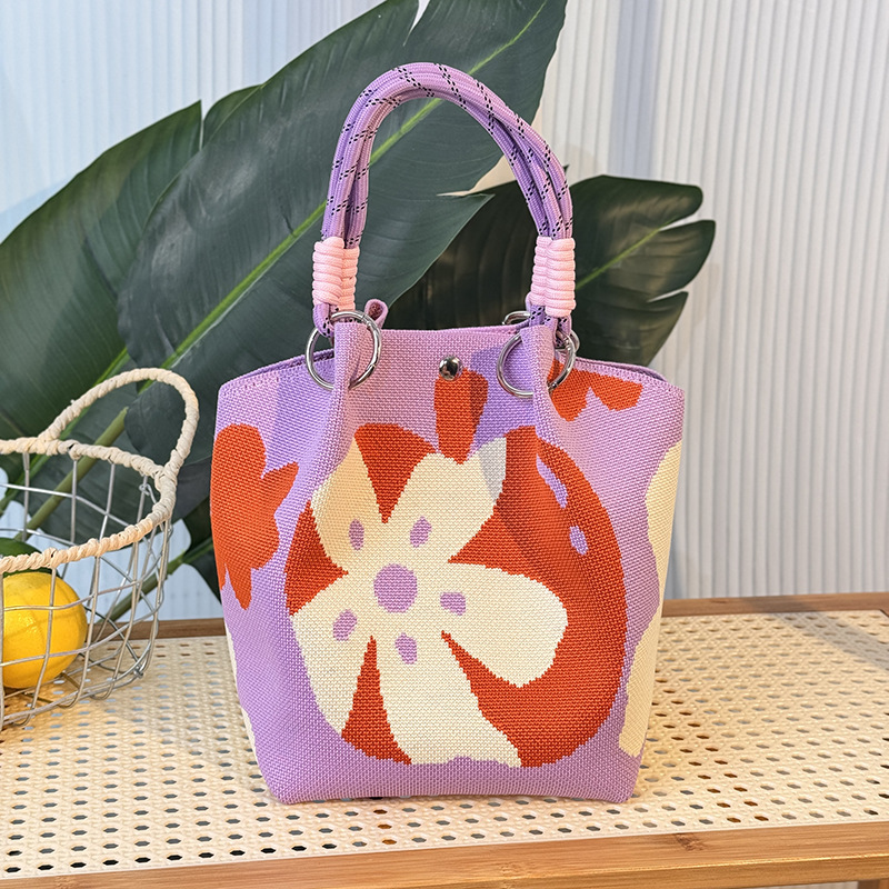 ニットハンドバッグ、ニッチデザインバケットバッグ、トートバッグ、ハンドバッグ、カジュアルで多用途なショルダーバッグ、ニットポータブルバッグ