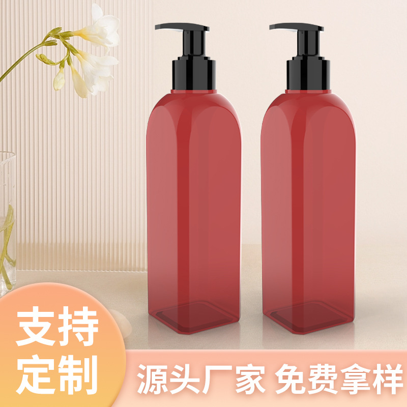 250ML 사각 기둥 PET 로션 푸시형 뷰티 및 스킨 케어 병, 워시 및 헤어 케어 병, 샤워 젤 리필 병 제조업체