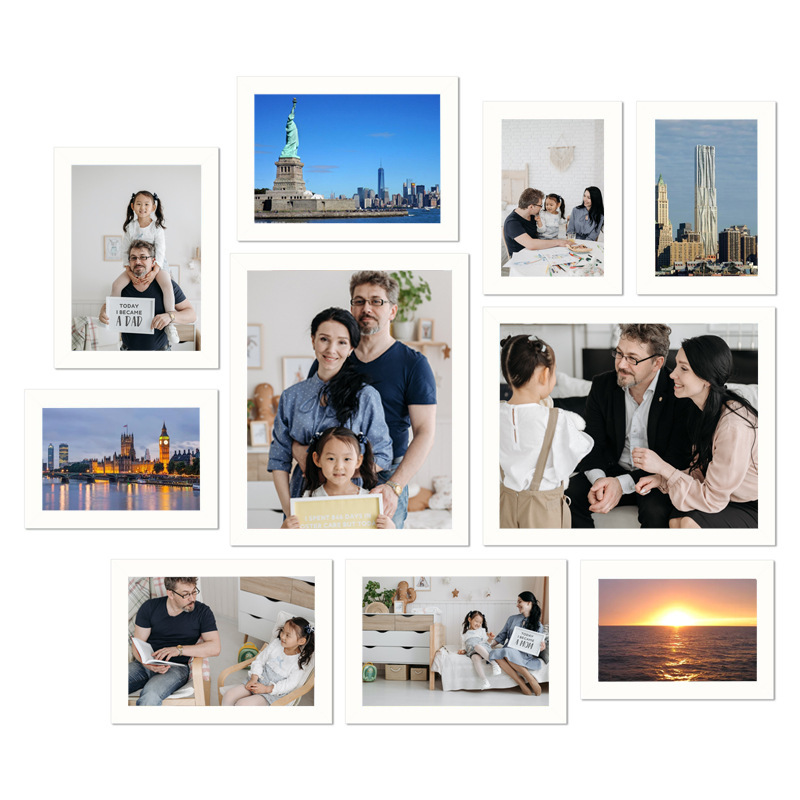 White 10 pieces multi-size combination wall hanging photo frame wall decoration hanging frame wall hanging desktop display collage suit White 10 pieces multi-size combination wall hanging photo frame wall decoration hanging frame wall hanging desktop display collage suit