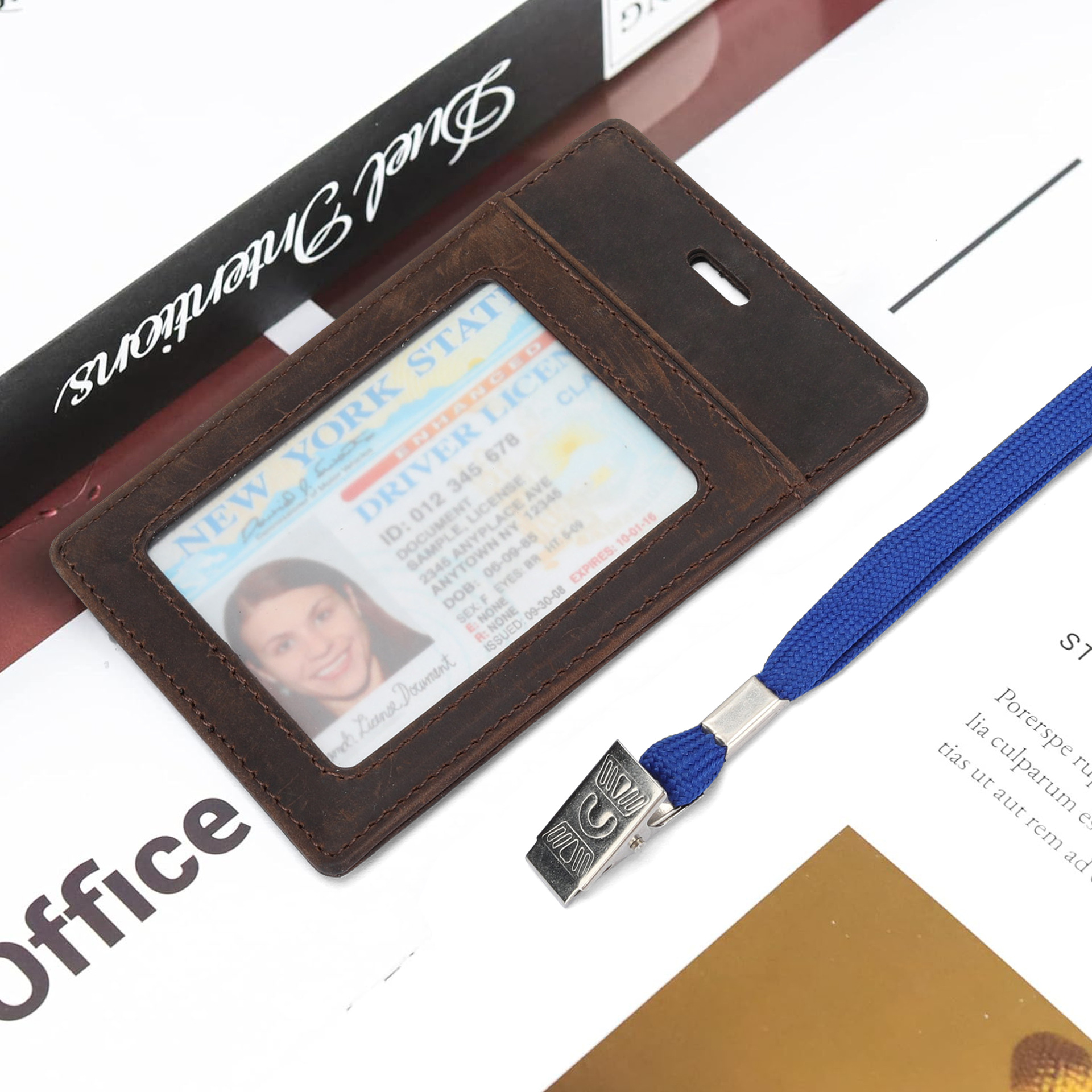 Amazon tarjeta multi-posición Zipper tarjeta de trabajo tarjeta de cuero estudiante cuerdas de cuero tarjeta de negocios bolsa de tarjetas