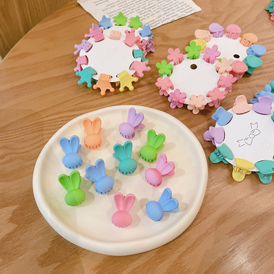 30pcs toddlers princess stage performance Small grabbing clip candy color rabbit ears flower grabbing clip for children's hair  accessories for baby