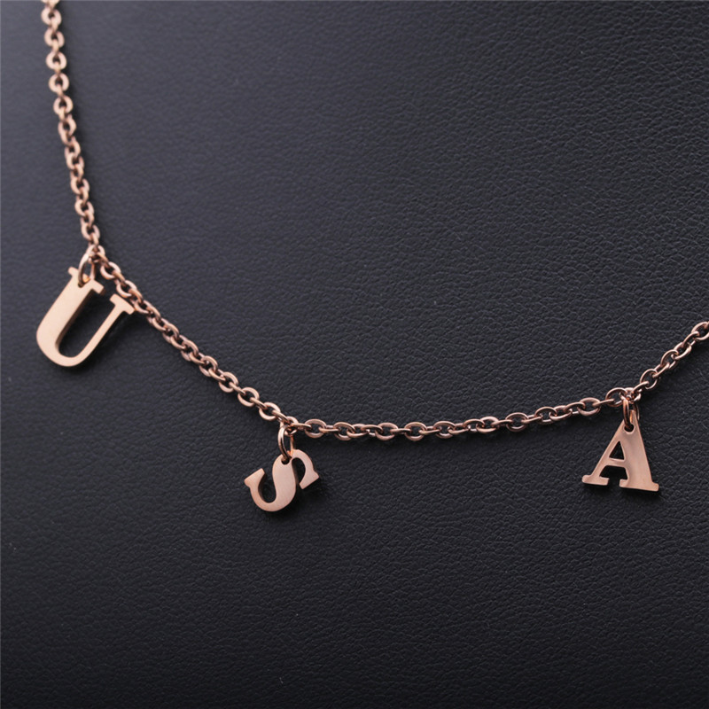 Titanium Steel Letter Usa Necklace display picture 5