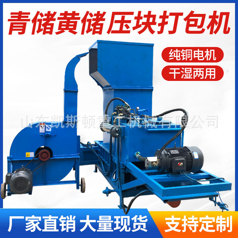 凯斯顿两缸全自动青储黄储秸秆蒜皮黑麦草打包压块机