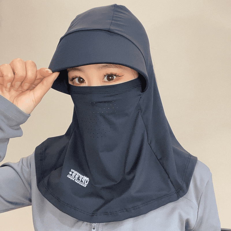 夏の新型日焼け止めストール日よけ氷糸マスク女性がバイクの首を保護して紫外線防止フード|undefined