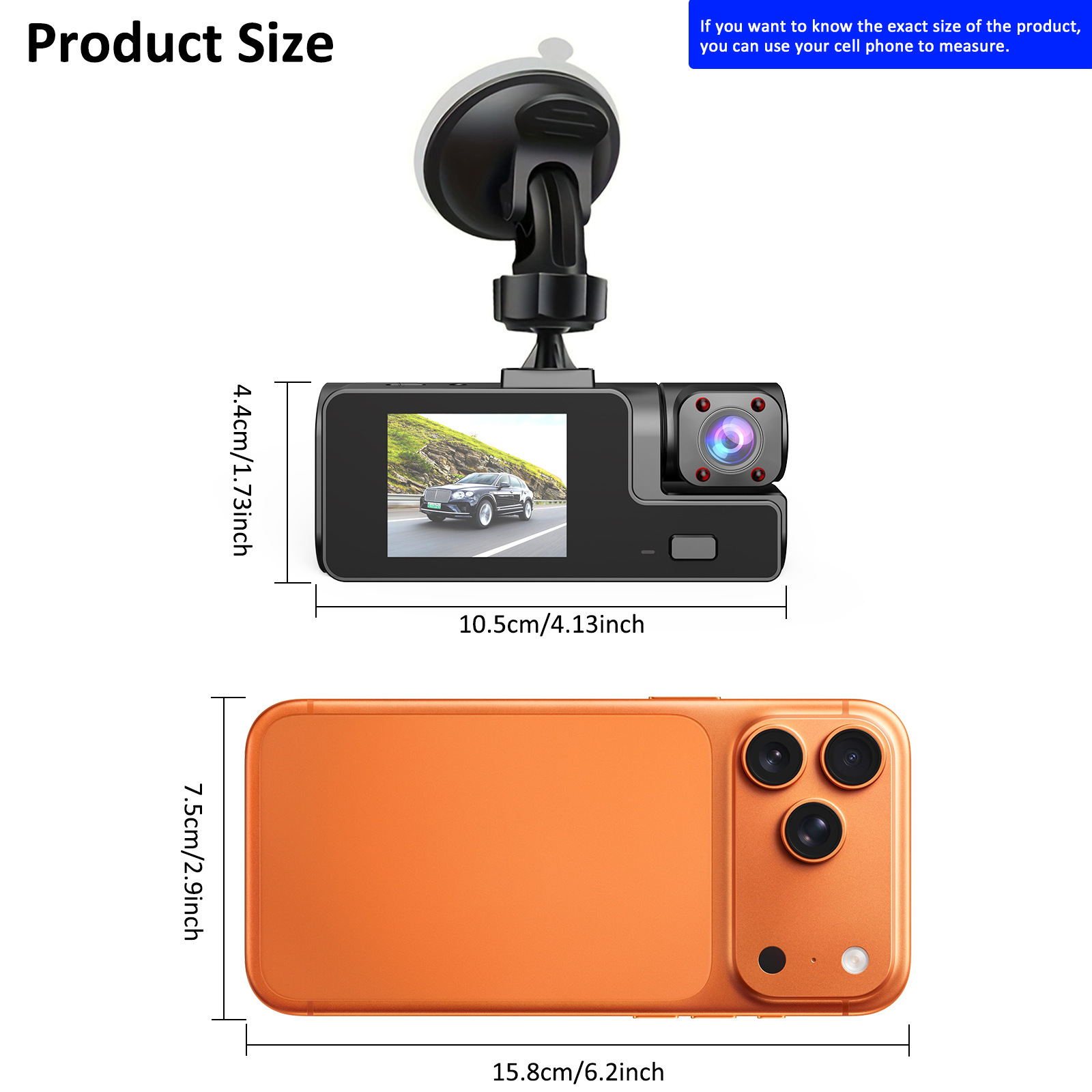 Fully compliant and passable for inspection, dual-lens wide-angle dash cam with 32GB card for in-car use, suitable for cross-border sales