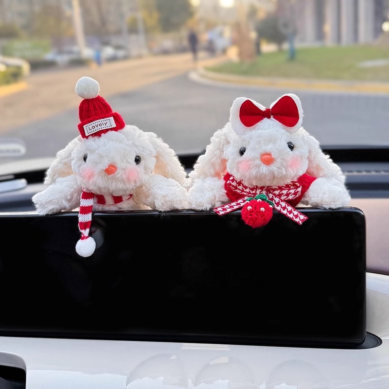 Decoración de coche de conejo Pantalla de control central de coche Muñeca de fiesta Pantalla de visualización Decoración de pantalla Accesorios de coche Muñeca linda mujer