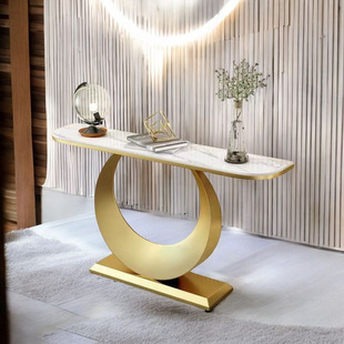 Console Table with Rock Slab, Popular Italian-Style Entryway Cabinet, Simple Modern Light Luxury Living Room Wall-Mounted Side Table for Hallway