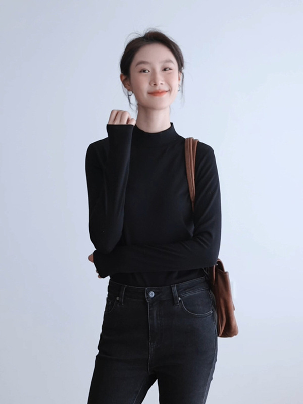 珍珠山羊绒打底衫女秋冬自发热修身内搭外穿半高领套头打底针织衫|undefined